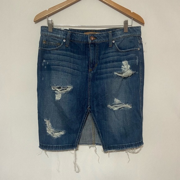 Joes Jeans EUC distressed high rise front slit denim pencil skirt size 29 - Picture 1 of 5